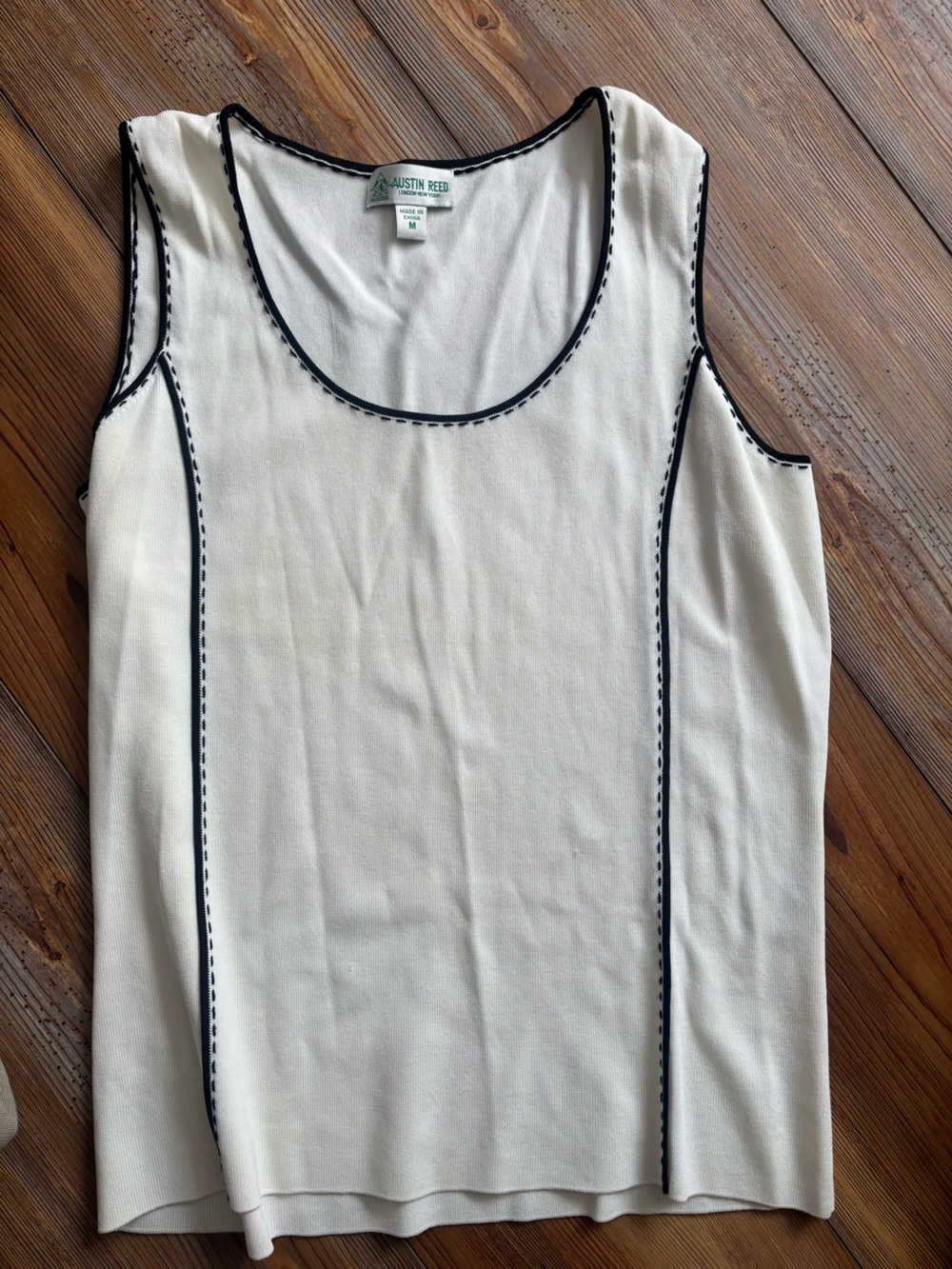 Austin Reed Cream Tank Top with Black Trim